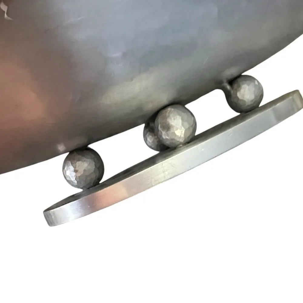 Palmer Smith Art Deco Machine Age Centerpiece Footed Bowl Hammered Aluminum